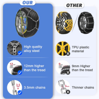 Вериги за сняг, комплект от 2 x 12 mm от легирана стомана, (размер 90), снимка 3 - Аксесоари и консумативи - 44512438