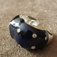 Стилен сребърен с емайл елегантен пръстен ПЛАНИНСКИ КРИСТАЛ, снимка 8 - Пръстени - 39479504