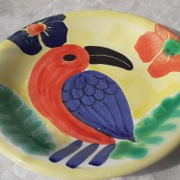 Рисувана чиния с птица, тукан, керамика, снимка 2 - Други - 41717691