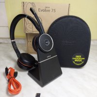 Перфектни професионални безжични слушалки Jabra Evolve 75 MS със стенд, снимка 1 - Слушалки за компютър - 42209716
