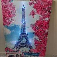 Светеща картина с Led осветление - Айфелова кула, снимка 2 - Картини - 35684763
