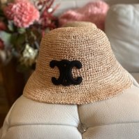 Шапка Селин*celine triomphe bucket hat in raphia*black logo, снимка 4 - Шапки - 41992610