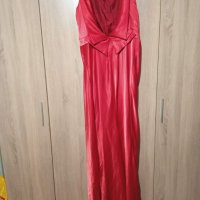 Дълга елегантна бална рокля от червен сатен ХЛ/ХХЛ, снимка 2 - Рокли - 39648967