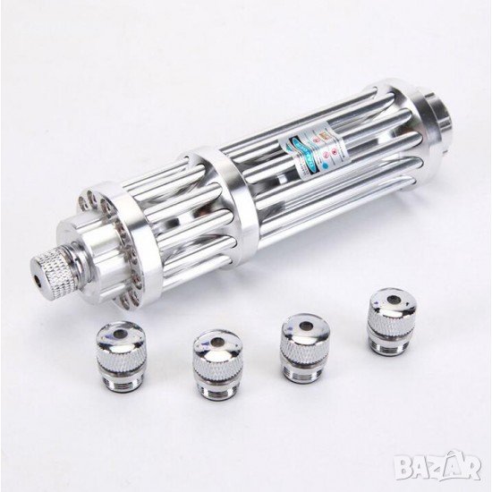 Мощен син лазер 50000mW, 450 nm, акумулаторен, 5 приставки, в куфар, снимка 1