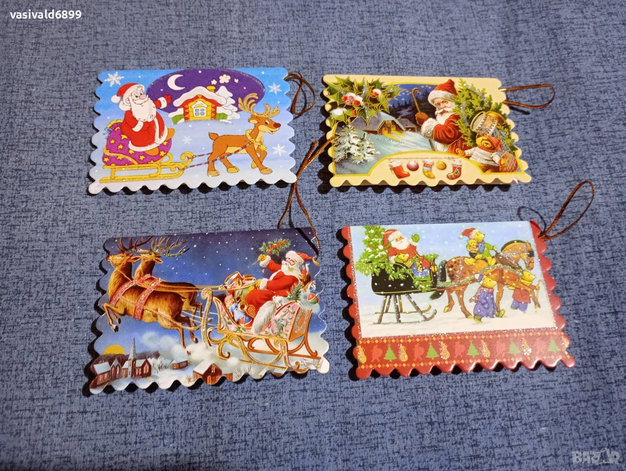 Лот от четири коледни картички , снимка 1