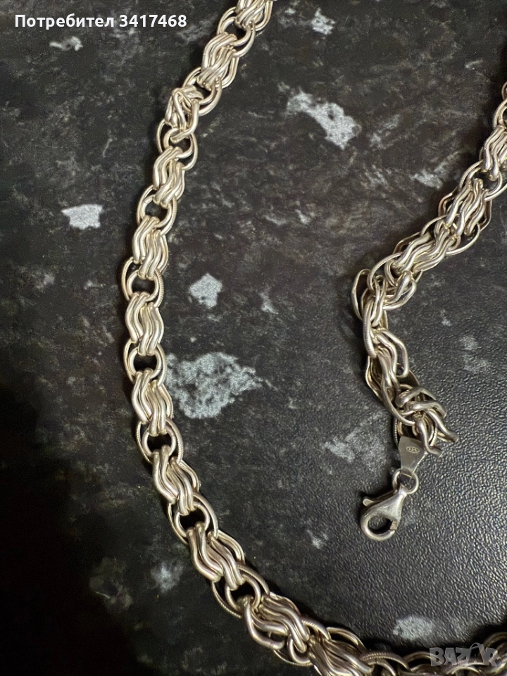 Сребърен ланец и гривна , снимка 1