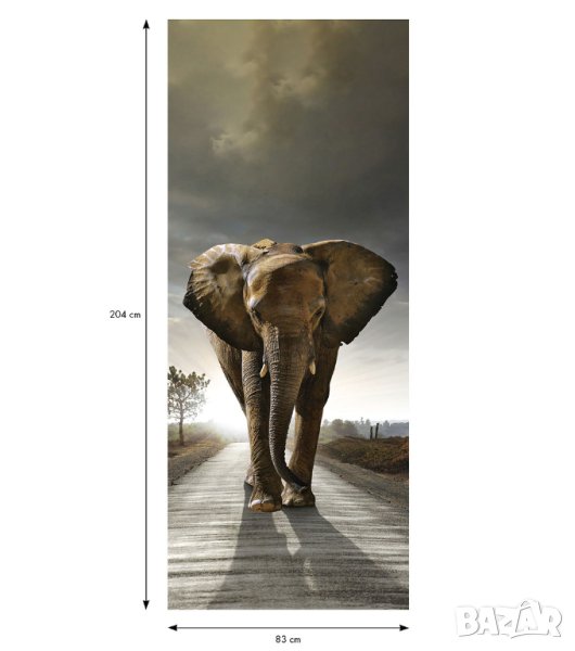 Стикер за врата Африкански слон 204 см, снимка 1