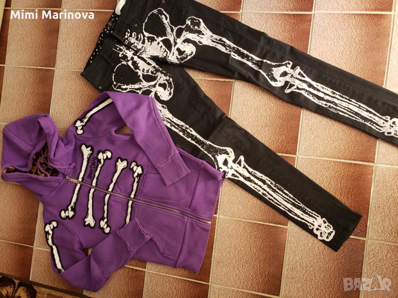 Сет скелет дънки суитшърт комплект, снимка 1