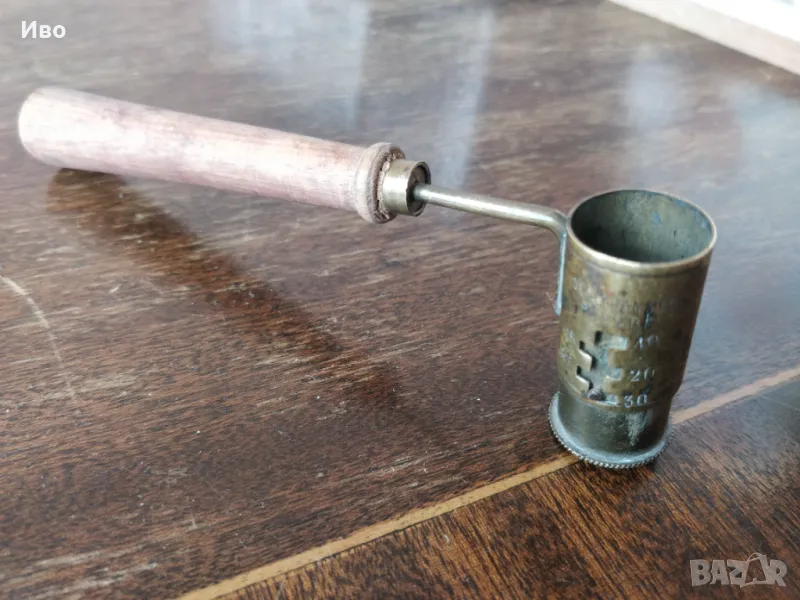 Старинна френска бронзова мярка за барут, военноморска 1850-1910, отлично състояние, снимка 1