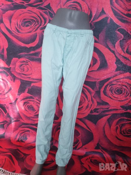 Светло тюркоазен дамски панталон с ластик на талията Л/ХЛ, снимка 1