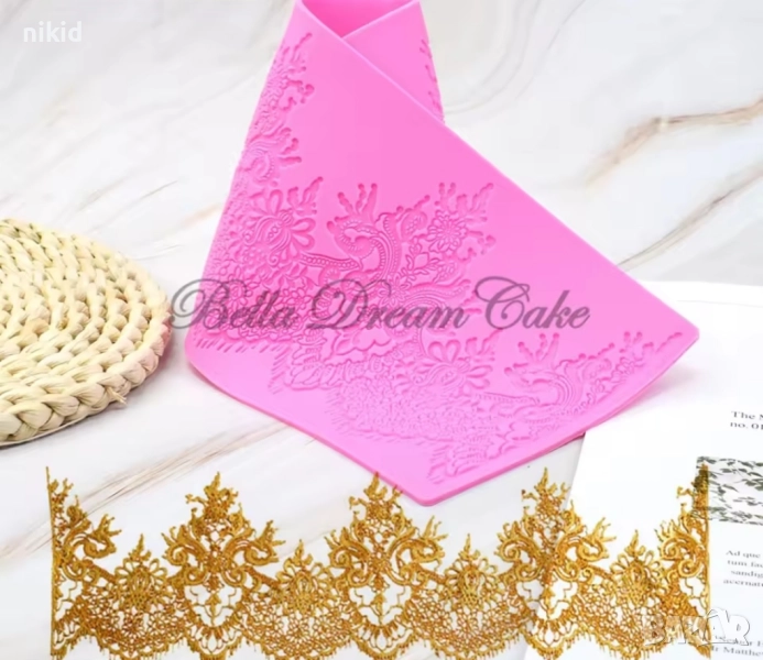 Рошави орнаменти силиконов молд форма захарна дантела гъмпейст роял айсинг , снимка 1