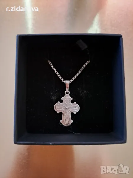 Сребърен синджир с кръстче , снимка 1