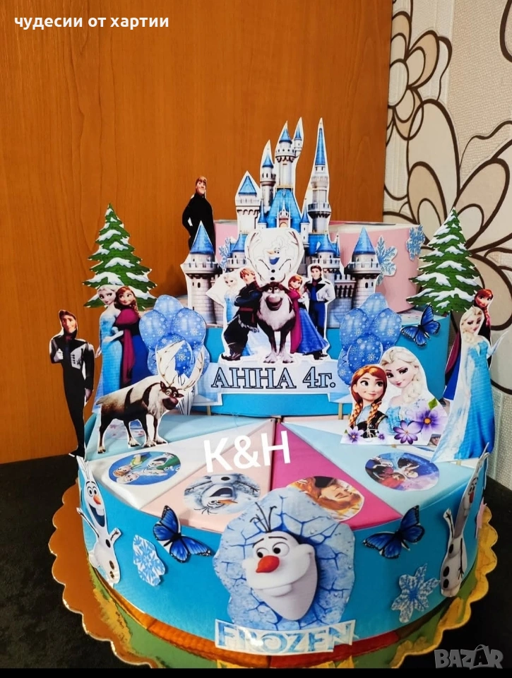 Картинена торта Елза и Анна , снимка 1