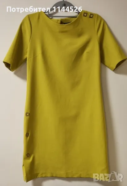 Миди рокля, жълто-зелен цвят, S, снимка 1