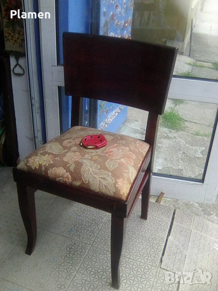 Стар български буков тапициран с пружини стол, снимка 1