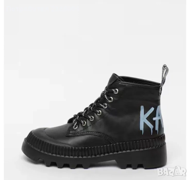 Karl Lagerfeld Кожени боти Trekka II с лого, снимка 1