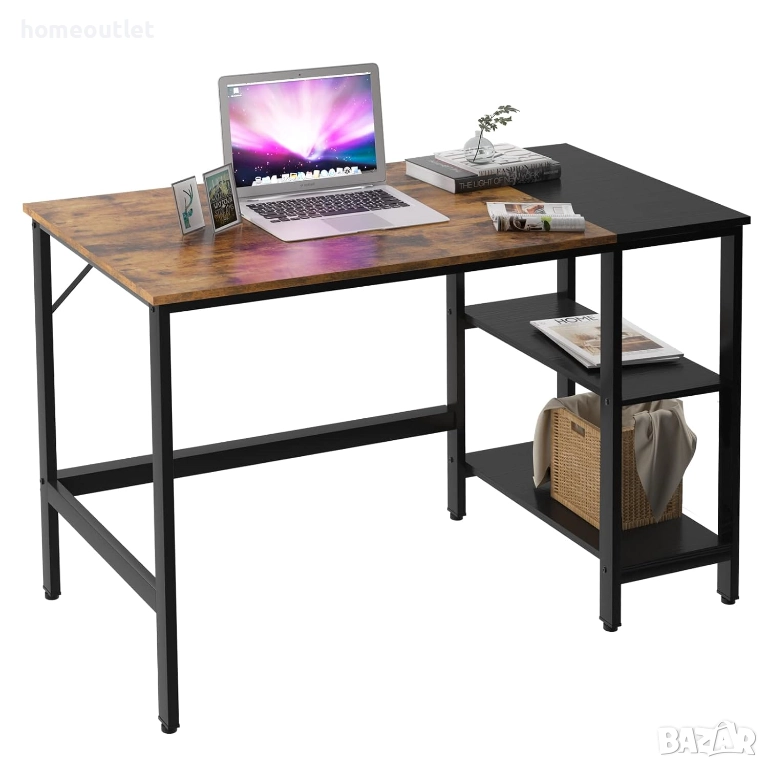 ПРОМОЦИЯ Бюро с рафтове за съхранение - 100см, метална конструкция и ПДЧ плот CXYM-PB001B-100, снимка 1