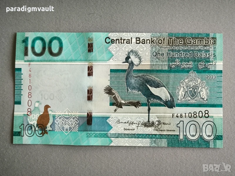 Банкнота - Гамбия - 100 даласи UNC | 2023г., снимка 1