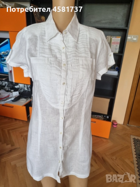 Дамска ленена риза/ рокля, размер М, снимка 1