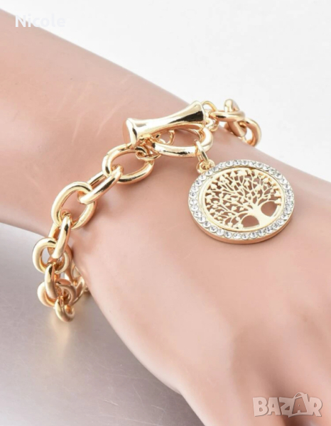 Гривна с прекрасен медальон "Дървото на живота" с борд камъни, снимка 1