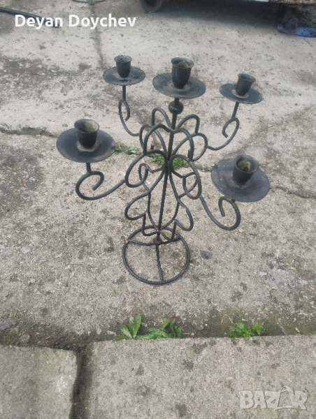 Винтидж свещник от ковано желязо , снимка 1