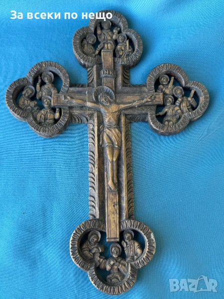 УНИКАЛЕН Стар кръст , Исус Христос , ДЪРВОРЕЗБА, снимка 1