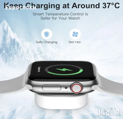 Магнитен кабел за зареждане на Apple Watch 1-7, 1.5m, магнитно зарядно за Apple Watch, цвят: бяло, снимка 5 - Смарт гривни - 49351093