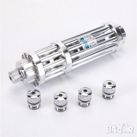 Мощен син лазер 50000mW, 450 nm, акумулаторен, 5 приставки, в куфар, снимка 1