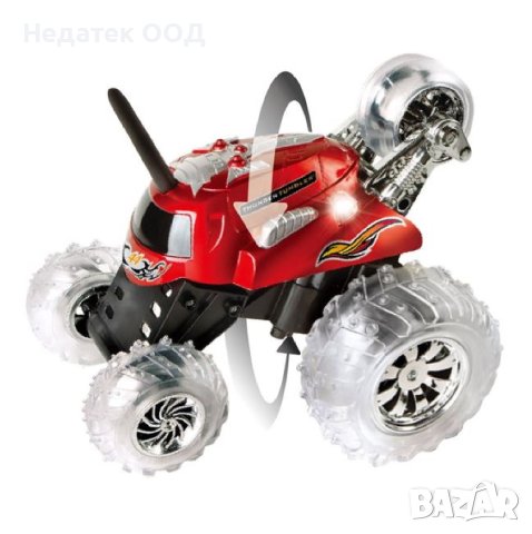 Кола с дистанционно управление и светлина Monster Spinner RC, Червена, снимка 2 - Коли, камиони, мотори, писти - 41659828