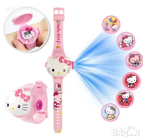 Хелоу Коте Кити Hello Kitty глава детски часовник музикален светещ прожектор прожектиращ дигитален