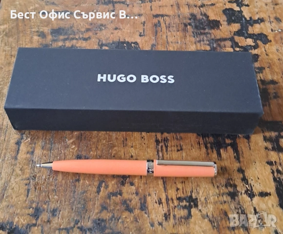 химикалка HUGO BOSS Gear Icon светлооранжев лак лого на пръстена