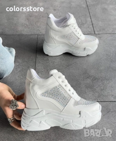 Кецове на платформа - бели - PA80 , снимка 2 - Кецове - 51519394