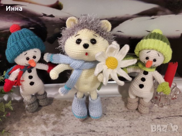 Плетена играчка ”Сънлив Таралеж”, Плетени, ръчно изработени, прекрасен подарък, снимка 13 - Плюшени играчки - 42625108