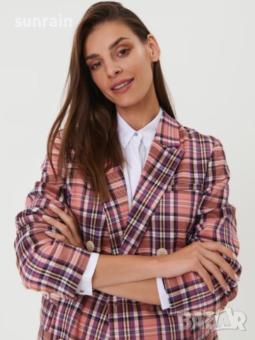 Кариран блейзър с двуредово закопчаване сако, снимка 2 - Сака - 42373781