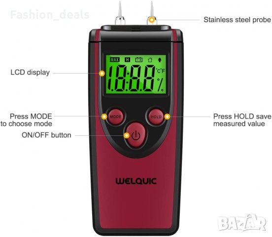 Нов Измервател за влажност на дървесина Тестер за дървени трупи дърва, снимка 2 - Градински инструменти - 33790373