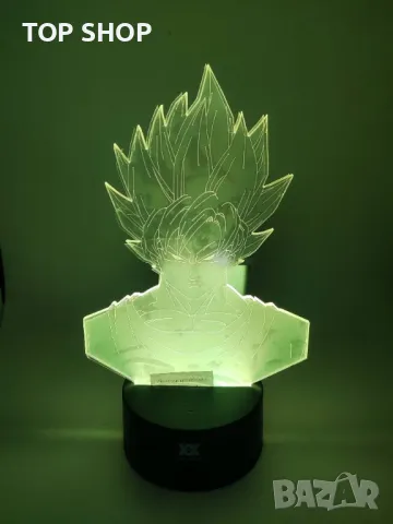 Dragon Ball Super Saiyan God Goku Екшън фигурки 3D настолна лампа 7 променящи цвета нощна лампа, снимка 5 - Настолни лампи - 48836464