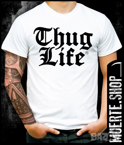 Тениска с щампа THUG LIFE GOTHIC