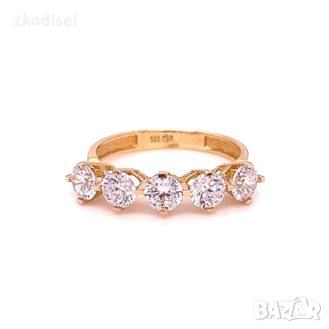 Златен дамски пръстен 2,10гр. размер:54 14кр. проба:585 модел:34405-6