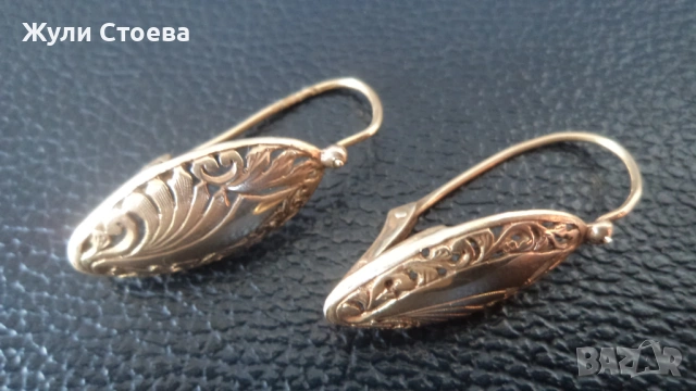 Златни обеци бадеми, снимка 4 - Обеци - 53704189