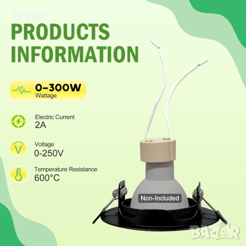 10x GU10 луни за таван, кръгли, матово бяло покритие, метална рамка, без крушки, снимка 8 - Лед осветление - 53778222