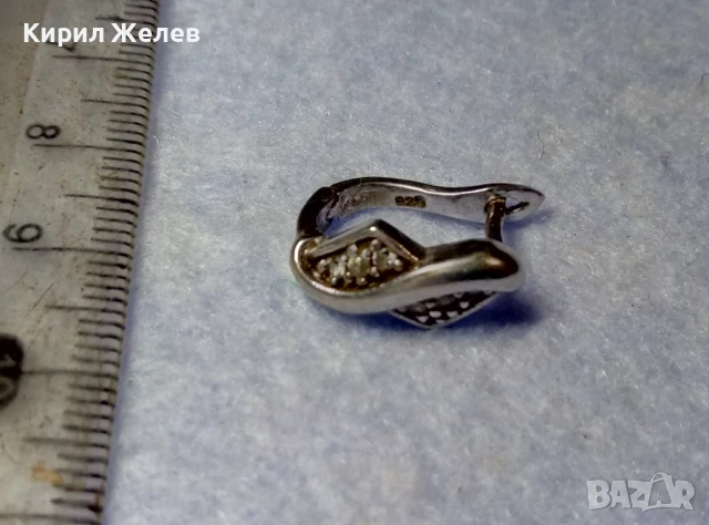 СКЪПОЦЕННА СРЕБЪРНА ОБЕЦА СРЕБРО 925 АНГЛИЯ с БЯЛА ПОЗЛАТА и ИСКРЯЩИ ЦИРКОНИ 50154, снимка 7 - Обеци - 50542261