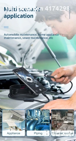 Android ендоскопска камера 7mm 3 IN1 Micro USB Type C scope Mini камера LED инспекция на автомоб