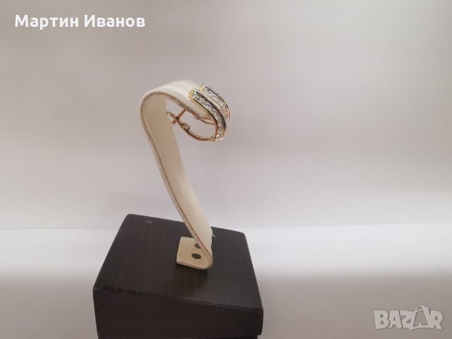 Златни обеци с цирконий 1, снимка 3 - Обеци - 35945126