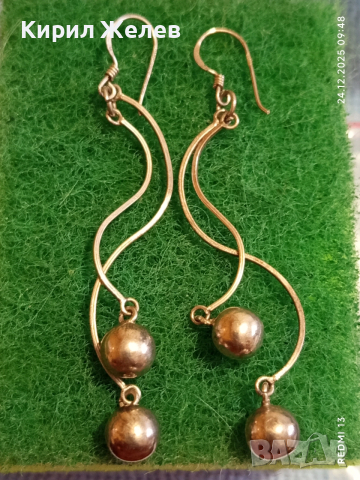 Винтидж артистични сребърни обеци с топчета майсторска изработка 32411