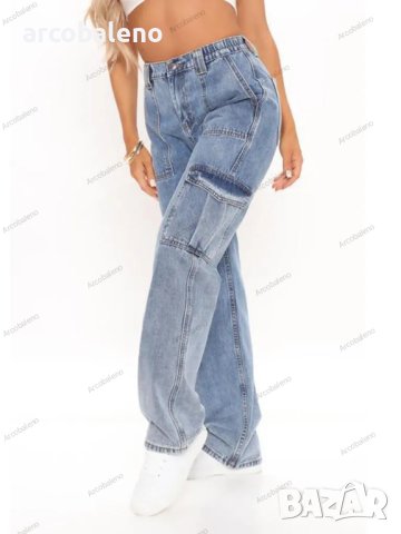 Дамски карго дънки с много джобове, 4цвята , снимка 5 - Дънки - 42345189