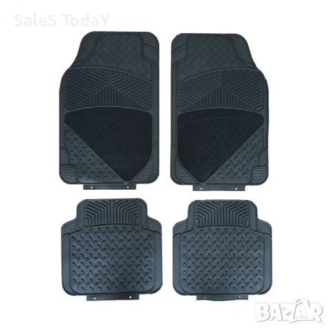 Стелки за кола, Гума + мокет, универсални, черни, 4бр