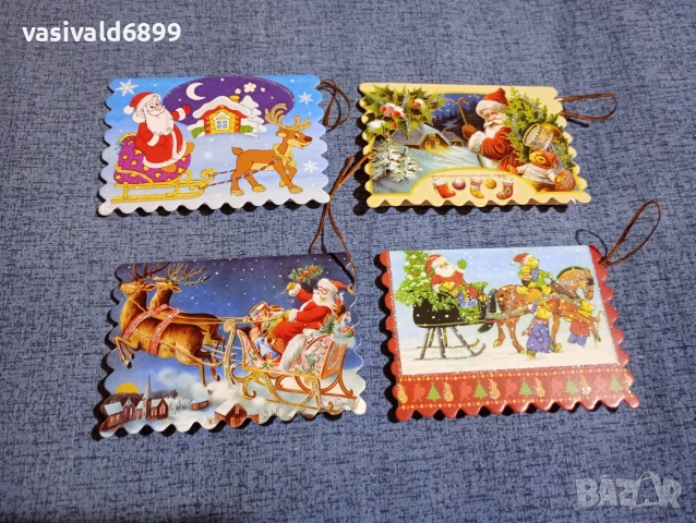 Лот от четири коледни картички 
