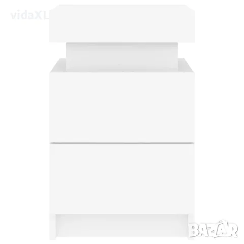 vidaXL Нощни шкафчета с LED осветление, 2 бр, бели, 35x39x55 см, снимка 8 - Шкафове - 56148129