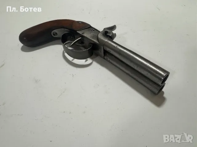Стар двуцевен капсулен пистолет, снимка 6 - Антикварни и старинни предмети - 49904438