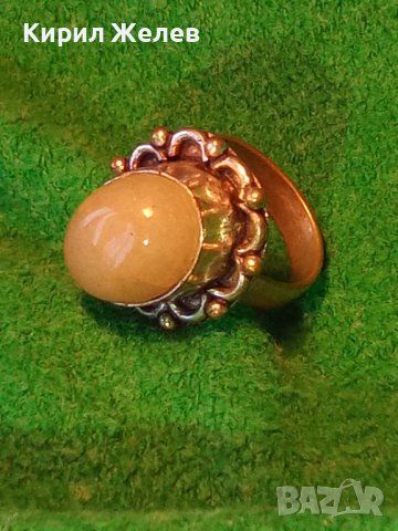 ПОСРЕБРЕН БРОНЗОВ СТАР ВИНТИДЖ ПРЪСТЕН с НАТУРАЛЕН ОПУШЕН КВАРЦ АРТ-ДЕКО ПЕРИОД 20269